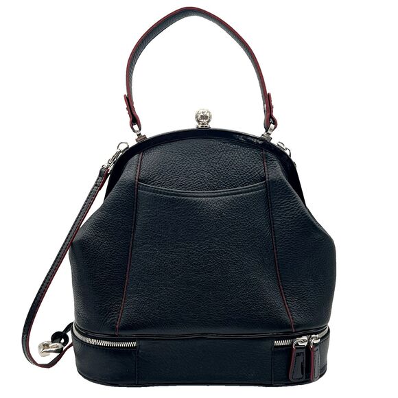 City Block Collection Brighton Black Leather Python Frame Purse Shoulder Strap - Picture 7 of 16